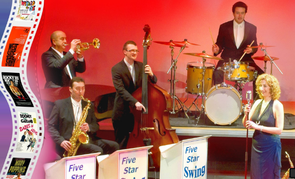 Swing band playing instruments